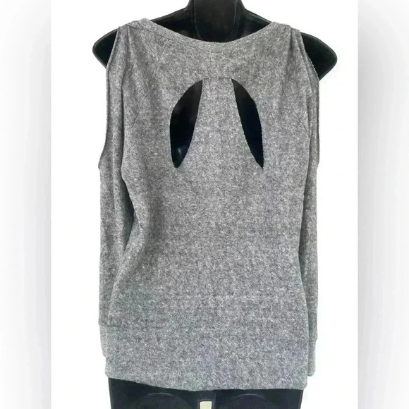 LANSTON women’s long sleeve cut out back open shoulder gray top size small used - Picture 6 of 9